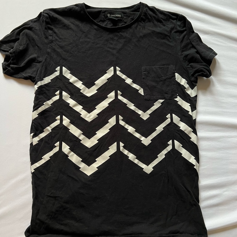 Zanerobe Black Tee with Zig Zag Design